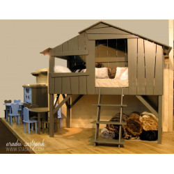 Dječji krevet kućica na kat (mdf + bor) Dječji krevet kućica na kat (mdf + bor)