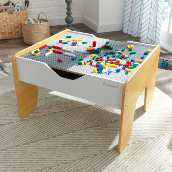 2-in-1 Activity Table with Board - Gray & Natural