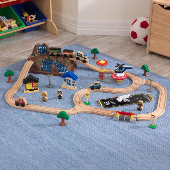 Lesene igrače - 2v1 železnica in zaboj za igrače