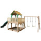 Atka Play Tower with Double Swing Brown/green - Green slide