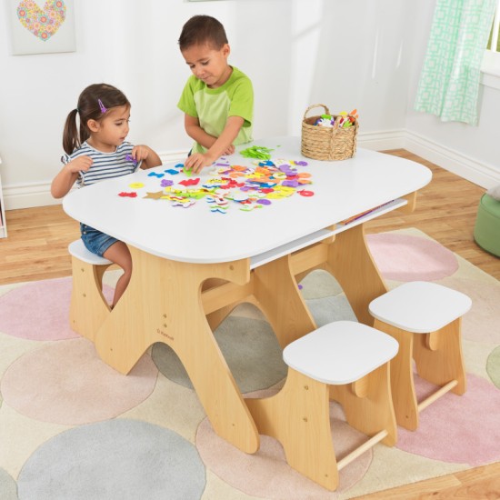 Arches Expandable Table & Bench Set - White