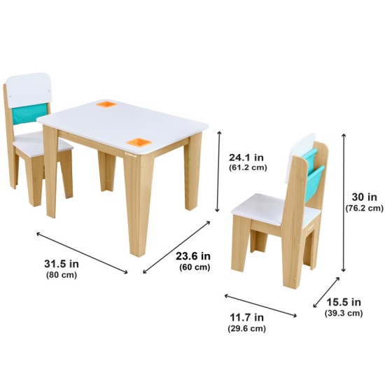 Pocket Storage Table & 2 Chair Set - Natural