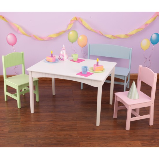 Nantucket Table with Bench & 2 Chair Set - Pastel