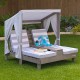 Double Chaise Lounge with Cup Holders - Gray